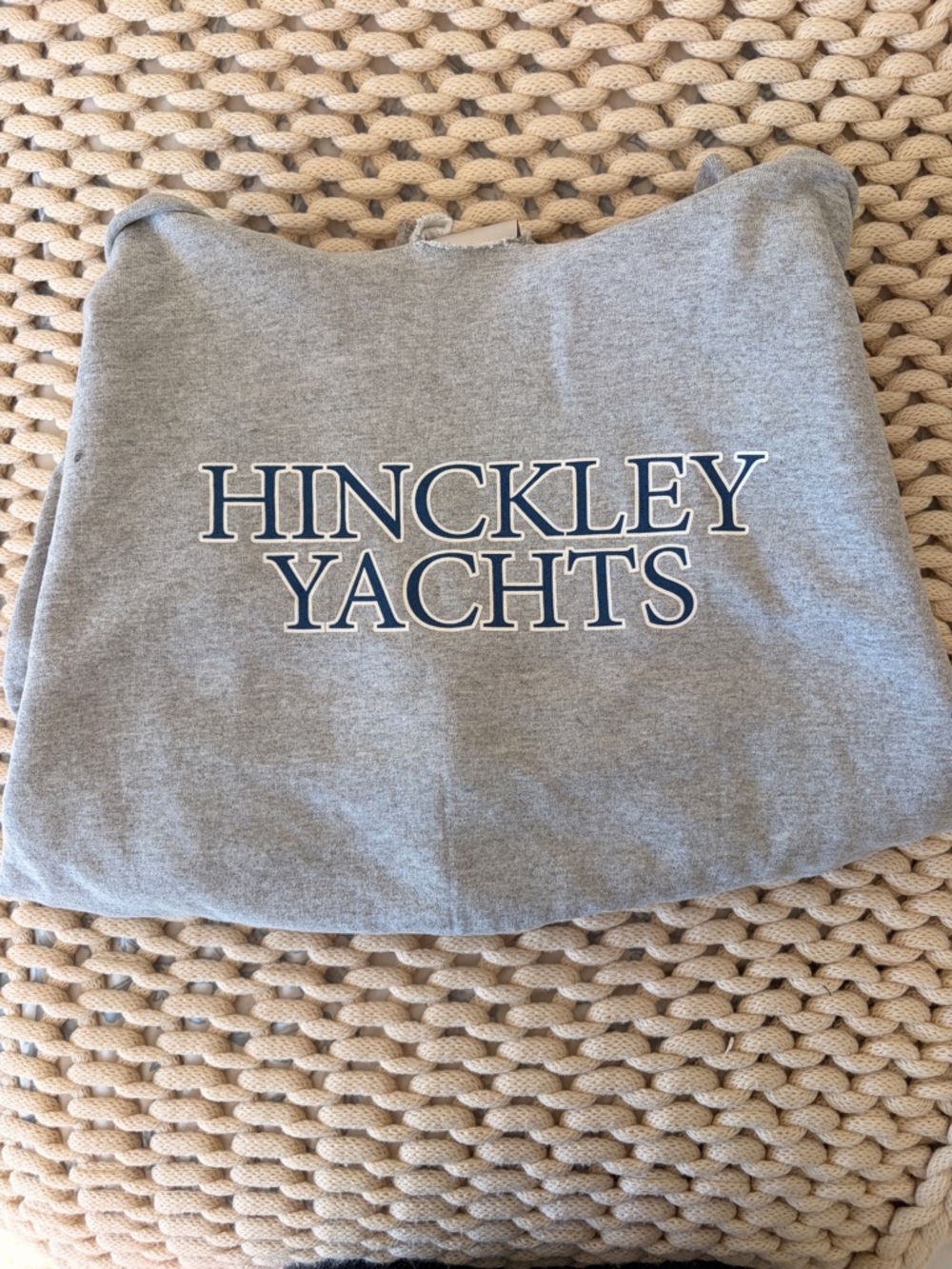 Hanes Gray "Hinckley Yachts" Crewneck Sweatshirt with Navy Print